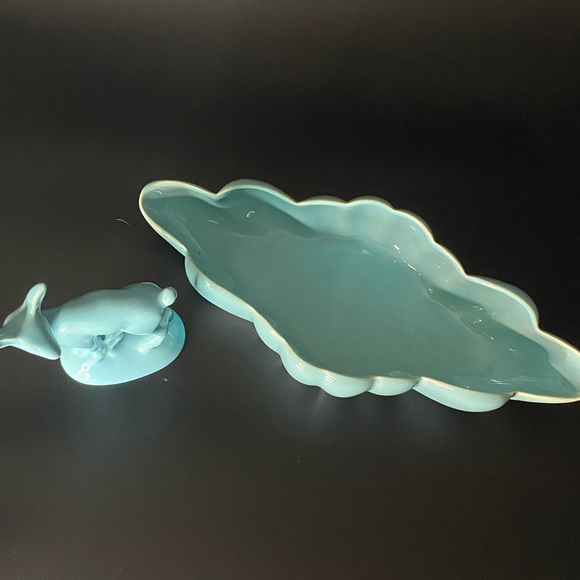 Ceramic blue fawn and serving bowl - Picture 11 of 13